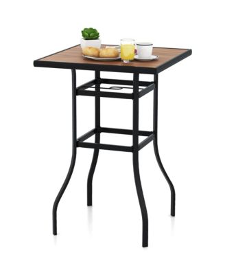 27.5 Inches Patio Bar Table 1.5'' Umbrella Hole Metal Frame for Garden Outdoor