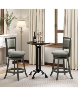 Swivel Bar Stools Set of 4 w/ Soft-padded Back and Seat Sturdy Wooden Frame