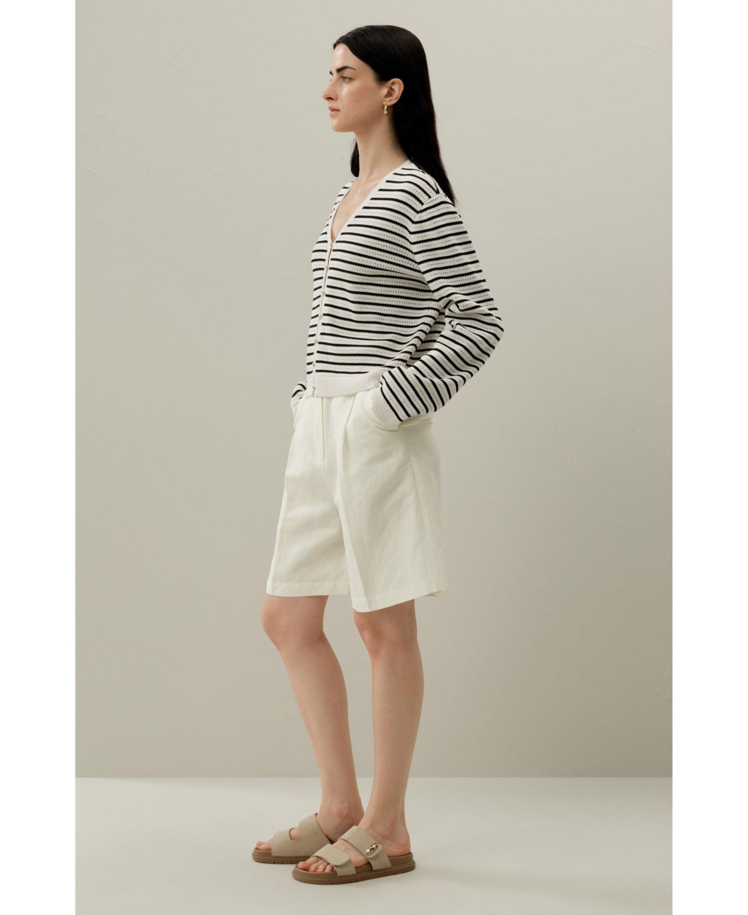 Women's Toscana Striped Pointelle Cardigan