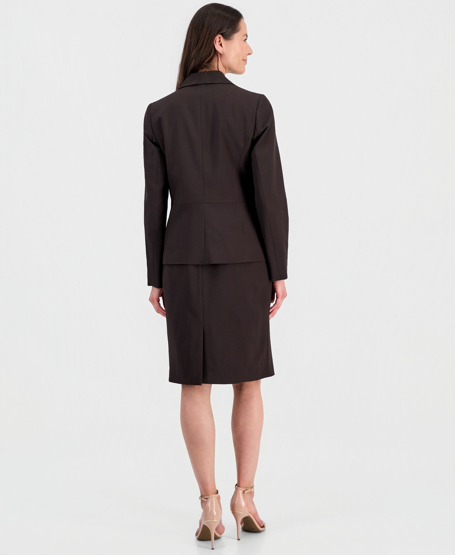 Women's One-Button Peplum Jacket & Basic Sheath Dress Suit