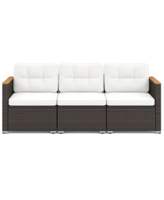 3-Seat Outdoor Wicker Patio Sofa with Deep Seating Cushions