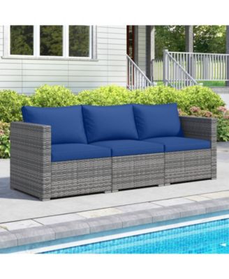 3-Piece Modular Patio Sectional Sofa Set with Removable Cushions