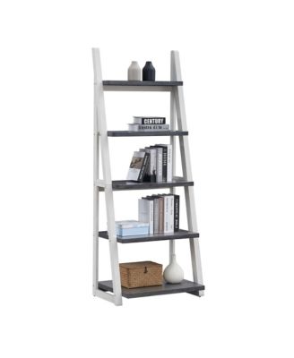 Ladder Bookshelf -Tier Rubber Wood Frame Bookcase, Storage Rack for Living Room, Home Office