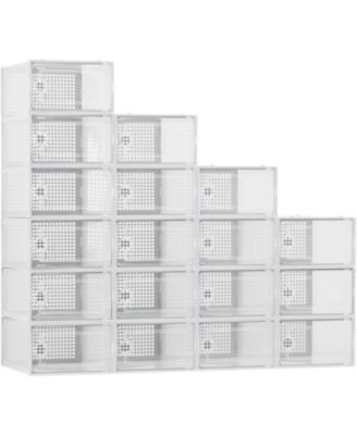 18 Pack Clear Shoe Storage Boxes with Front Doors