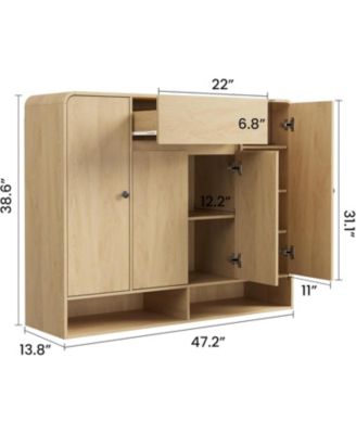 Shoe Cabinet with 4 Doors and Drawer, 10 Tier Entryway Storage with Open Bottom Shelf