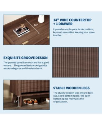 48 in Tall Fluted Shoe Cabinet with 2 Flip Drawers, Adjustable Shelves, 15.75 in Deep Entryway Storage