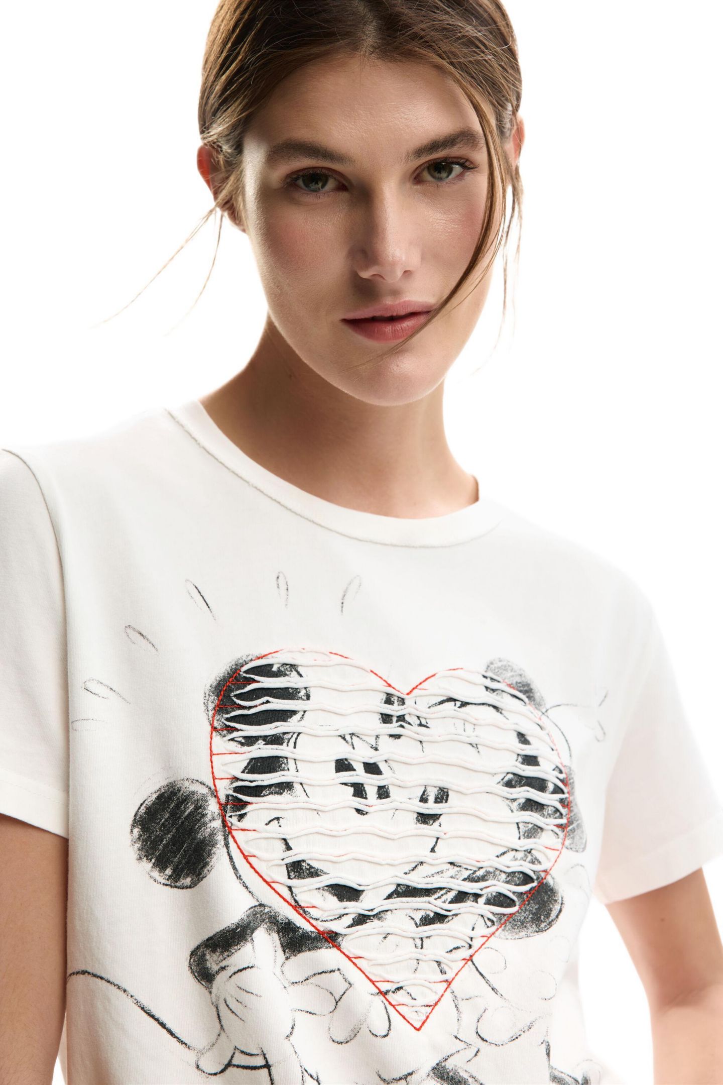 Женская футболка Desigual Mickey and minnie Mouse heart, цвет: Белый — фото 4