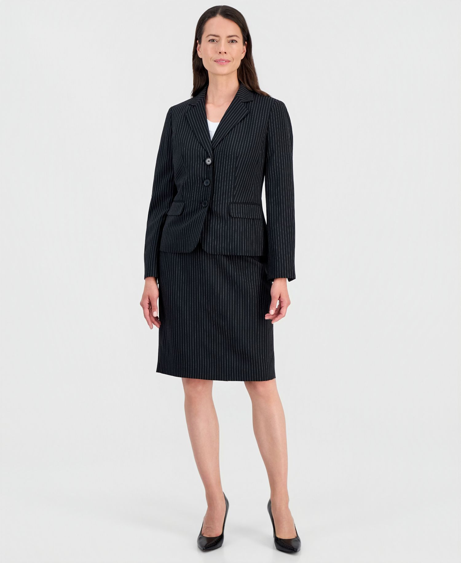 Women's Three-Button Notch-Collar Jacket & Slim Skirt Suit