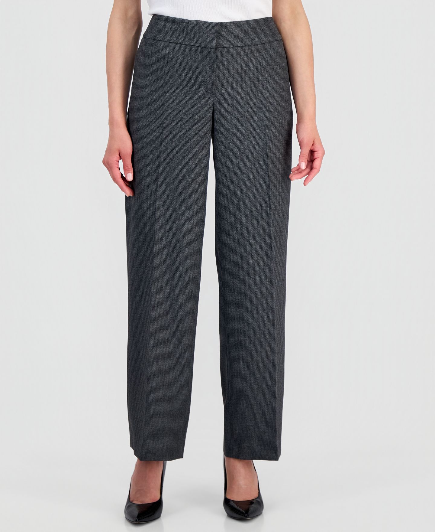 Женские комплекты Le Suit Four-Pocket Jacket & Fly-Front Wide-Leg Pants Suit, цвет: Серый разноцветный — фото 3