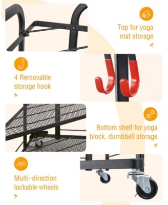 Triangle Yoga Mat Storage Cart with Wheels for Home Gym Equipment