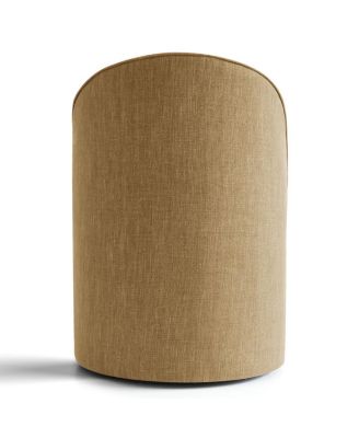 Linen Upholstered Rolling Dining Chair with Casters Swivel 1 Piece