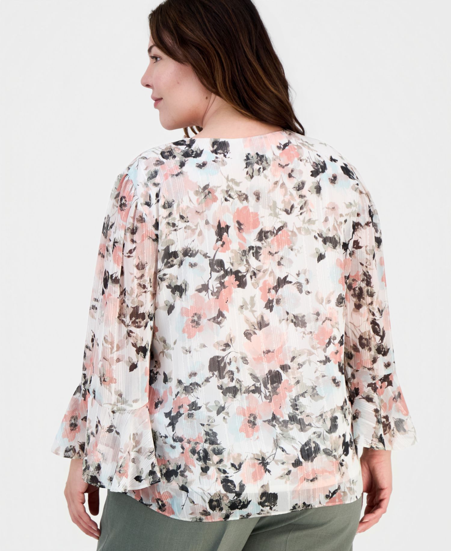 Plus size Ruffle-Front V-Neck Blouse