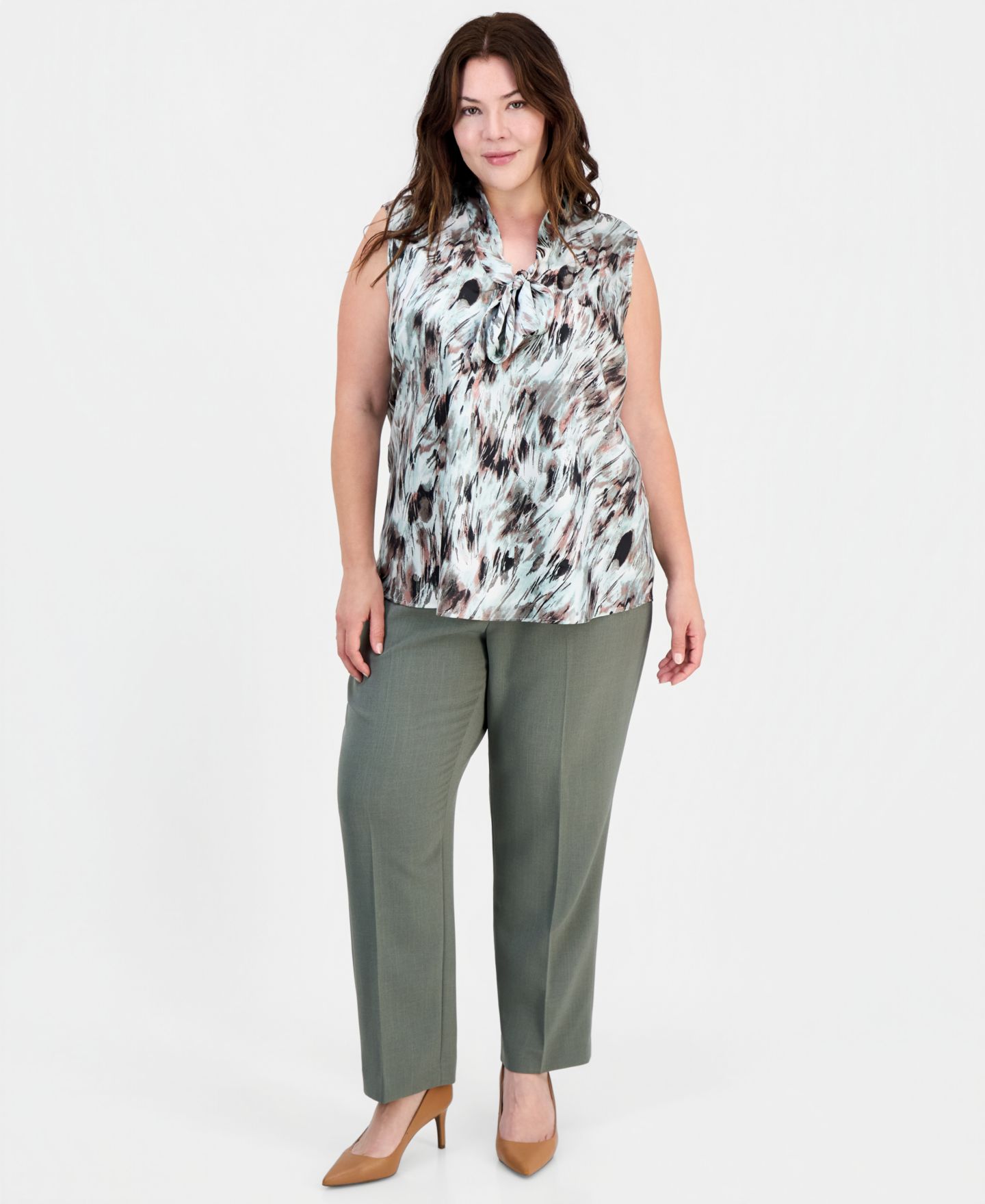 Женский топ Kasper Sleeveless Tie-Front Top, цвет: Морской разноцветный — фото 2