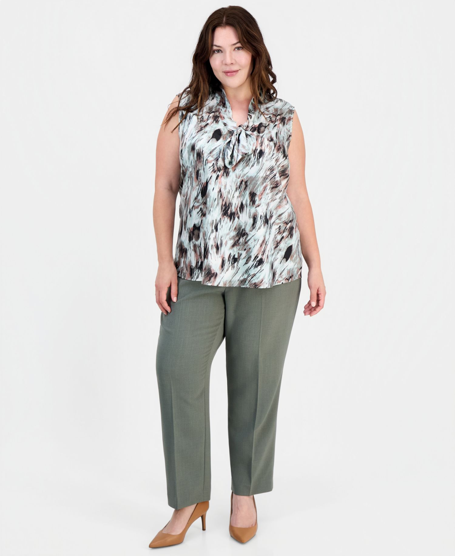 Plus size Sleeveless Tie-Front Top