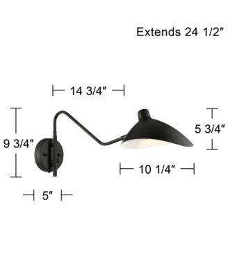 Colborne Modern Swing Arm Wall Lamp Black Metal Plug-in Light Fixture Up Down Shade for Bedroom Bedside Living Room Reading Home House