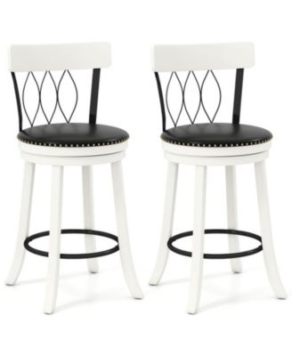 26 in Swivel Upholstered Faux Leather Counter Height Bar Stools Set of 2 and Tufted Back