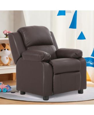 Kids Headrest Recliner Sofa with Flip-Up Storage Arms
