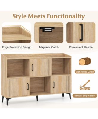 Sideboard Storage Cabinet with Doors and Open Compartments
