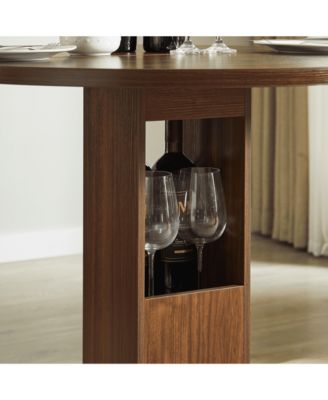 3-Piece Bar Table Set with 31.5-Inch Round Table and 2 Stools with Metal Footrest Ring