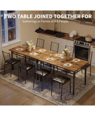 Dining Table Set for 4, Small Kitchen Table with Upholstered Chairs, Farmhouse Wood Dining Table Chairs for Kitchen Room, Small Spaces