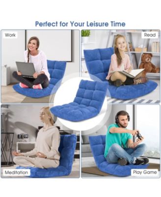 14-Position Adjustable Cushioned Floor Chair with Steel Frame