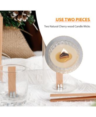 100 Cherry Wood Candle Wicks With Stand Glue Dot Warning Label For DIY Making