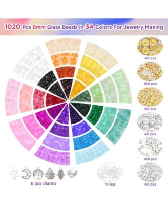 34 colors 1368pcs Glass Beads for Bracelets Crystal Round DIY Earrings Necklace Crafts Spacer Charms Solid Gradient