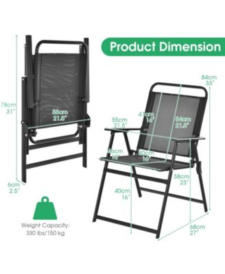 Set of 4 Heavy-Duty Metal Folding Chairs Frame Armrests Portable Patio