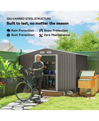 9' x 6' Storage Shed Garden Tool House w/ Vents Doors Light