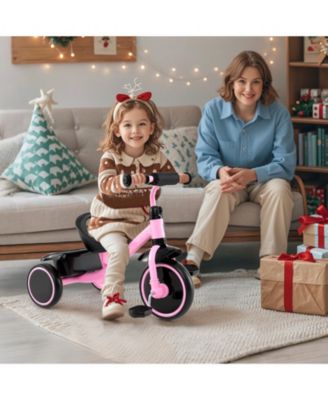 Kids Tricycle, Toddler Trike with Adjustable Seat and Storage Basket