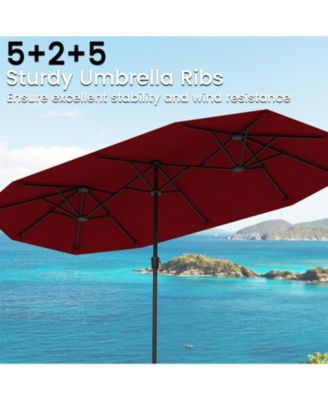 13 ft Double Sided Patio Market Umbrella with Crank Handle