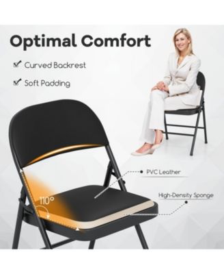 Padded Folding Chairs 2-Pack with Reinforced Metal Frame