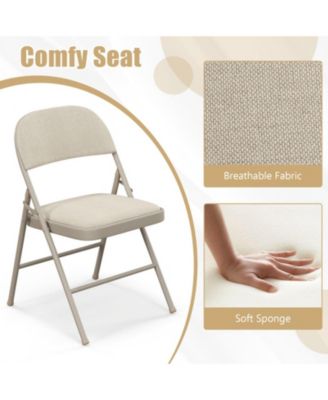 Foldable Padded Chair Set of 6 with Fabric Backrest and Metal Frame