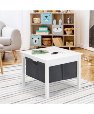 2-in-1 Kids Double-sided Activity Building Block Table with Drawers