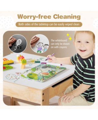 3 in 1 Kids Table and Chair Set with Removable Tabletop and 2 Storage Drawers