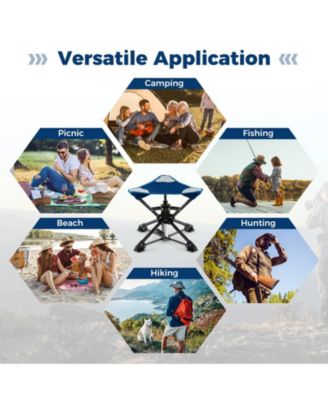 Folding Camping Stool Swivel Hunting Chair with Anti Sink Feet