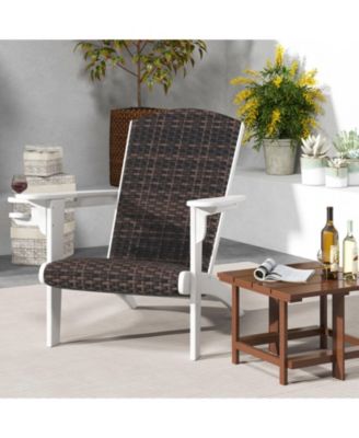 Patio Adirondack Chair with Padded Rattan Seat and Cupholder