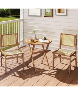 Outdoor Side Table with Slatted Top and X-Shaped Frame