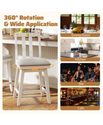 25 in Swivel Counter Height Bar Stools Set of 2 with Rubberwood Frame