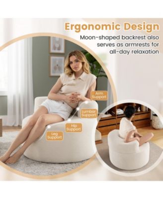 Moon-Shaped Floor Sofa Chair with Soft Teddy Fleece