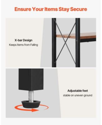 7-Tier Corner Bookshelf, 79" Tall, Metal Frame and Wooden Shelves, Industrial