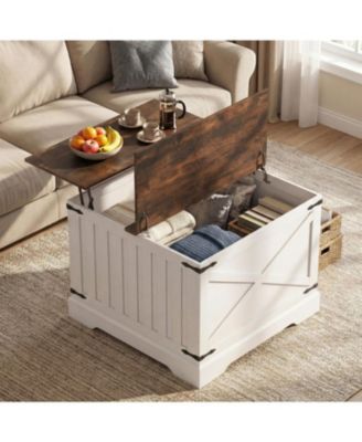 Lift Top Coffee Table Farmhouse Hidden Storage Compartment