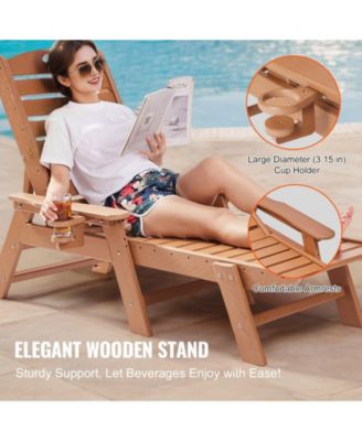 Outdoor Chaise Lounge Chair 400 lbs Capacity 6-Position Adjustable HDPE