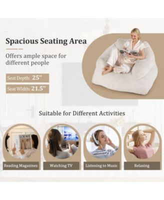 Plush Bean Bag Lazy Sofa Chair with Ultra-Soft Velvet Cover