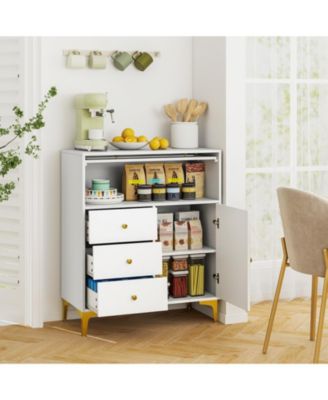 Chest of Drawers with Fluted Glass Door and Storage