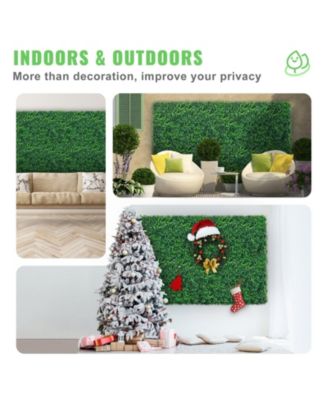 Boxwood Hedge Wall Panels Set of 12, 24" x 16", UV Protected for Garden