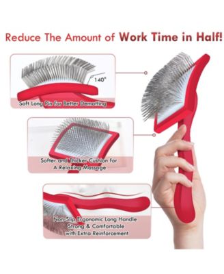Dog Slicker Brush Grooming Kit Long Hair Detangles Mats Shedding Wooden Handle Combs