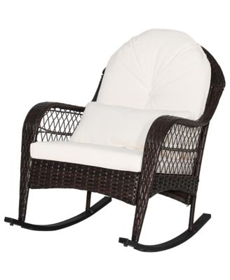 Patio Wicker Rocking Chair Seat Cushions and Lumbar Pillow Porch