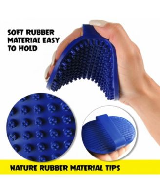 Rubber Brush for Dogs Cats Gentle Deshedding Bath Soft Bristles Anti-slip Grip Easy Clean Short Medium Hair