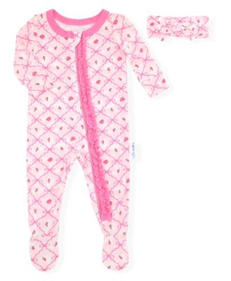 Baby Girls' Long-Sleeve Footed Pajama and Headband, 2-Piece Set